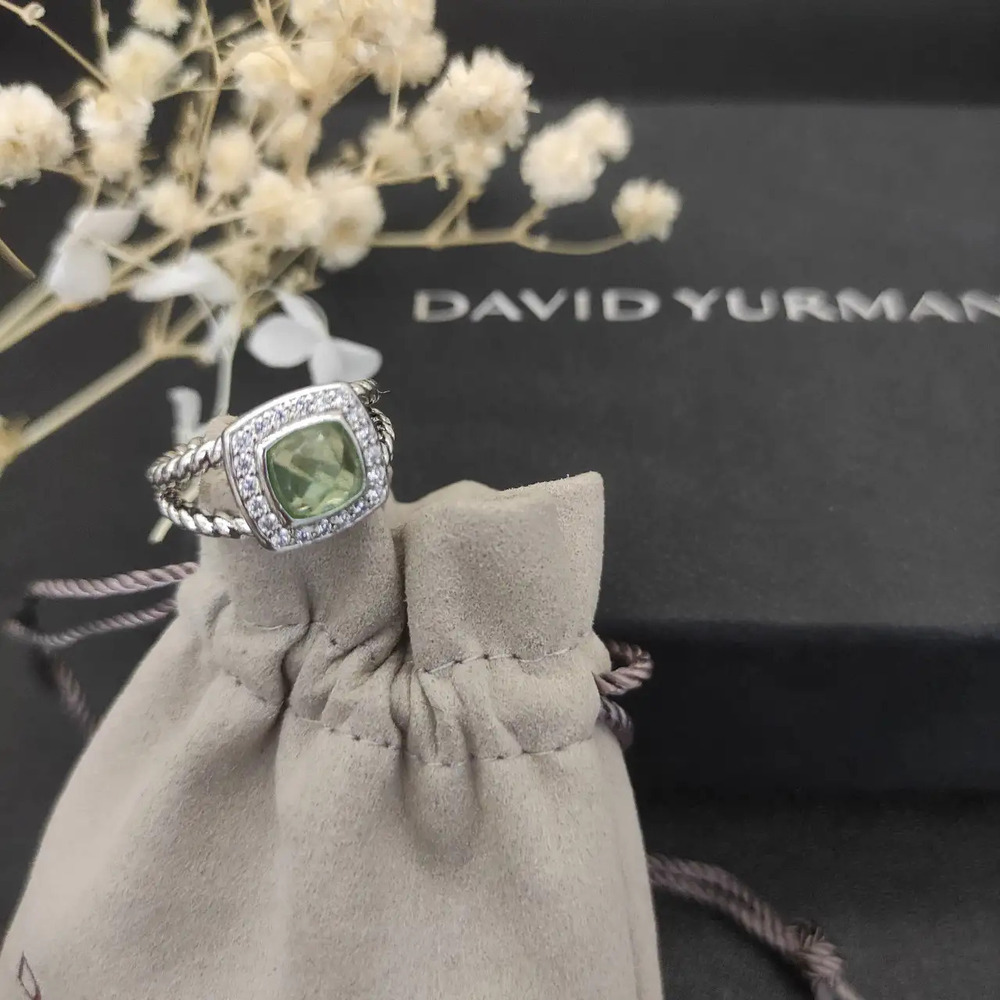 David Yurman square diamond ring with green diamond dimensions